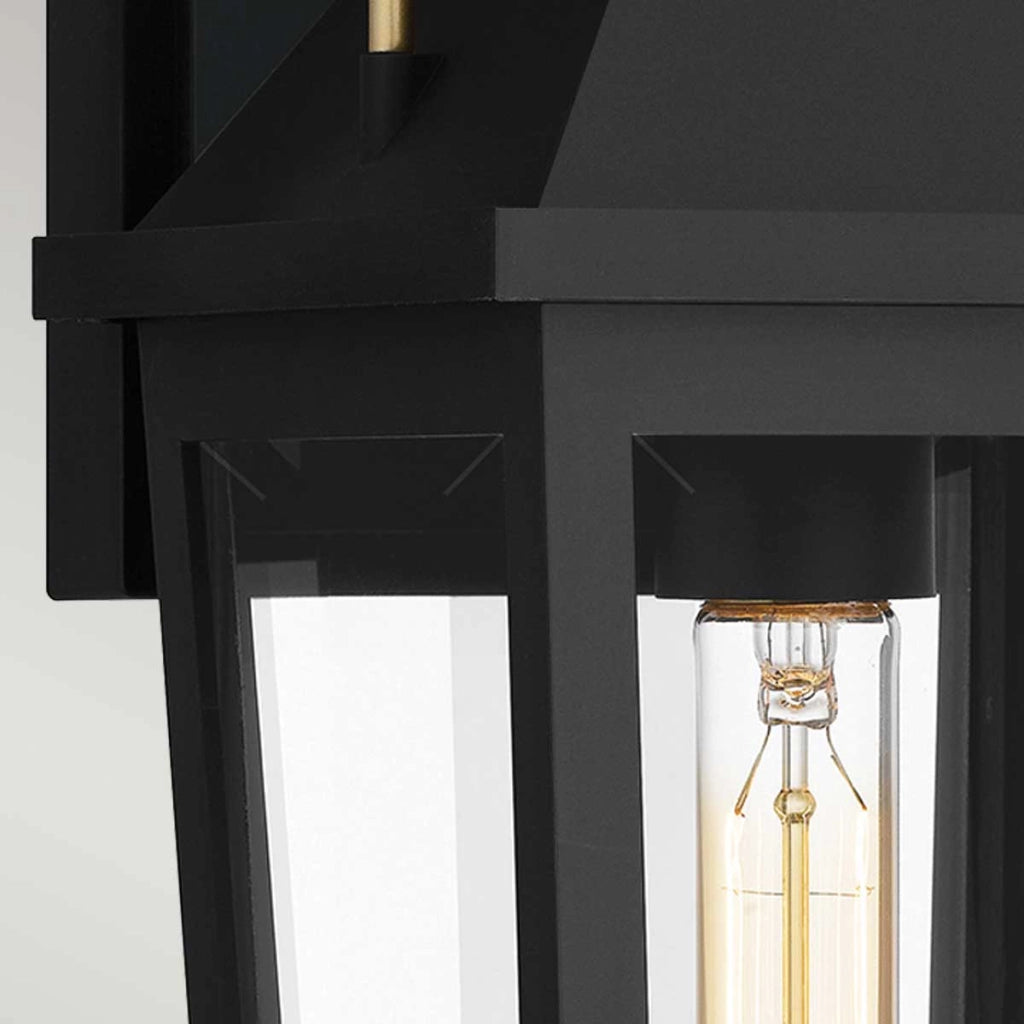 Applique esterna lanterna classica nera ottone E27 40W IP44