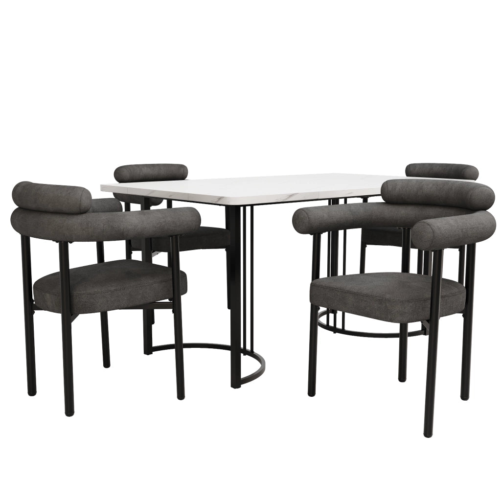 Set 4 Sedie da Pranzo in Velluto Grigio Scuro ¨C Xylo ¨C Seduta Imbottita, Stile Moderno