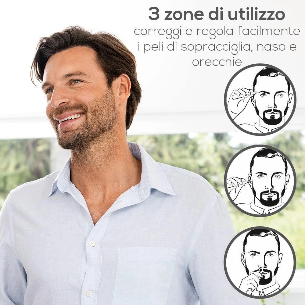 Beurer Rifinitore angolare di precisione HR2000 Barbers, modella e rifinisci sopracciglia, naso, peli delle orecchie, Design angolato, incl. attacco a pettine - 2 lunghezze di taglio (3 e 6 mm)