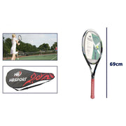 Trade Shop - Racchetta Da Tennis 69cm Rossa Nera Resistente Allenamento Borsa Trasporto 06039 -