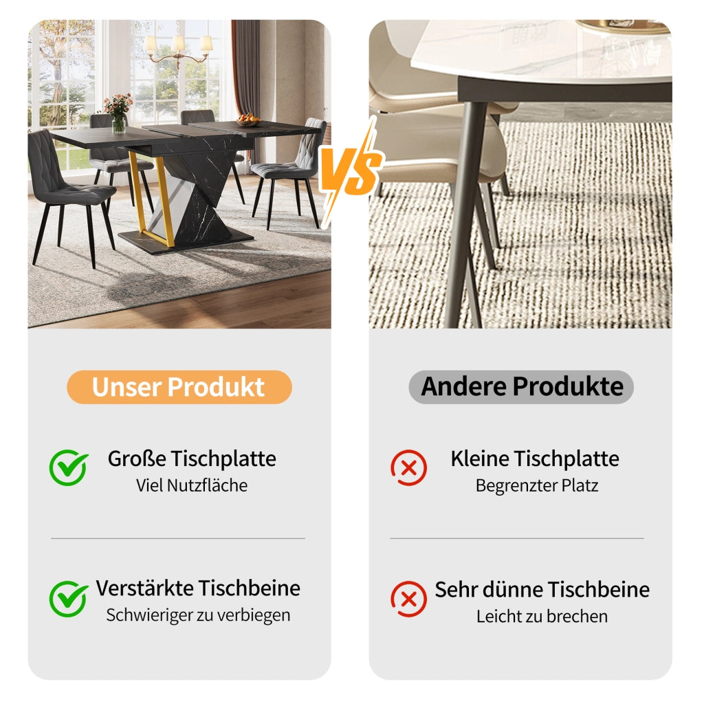 TAVOLO Allungabile 110-140x80x76 cm MDF e Metallo Nero
