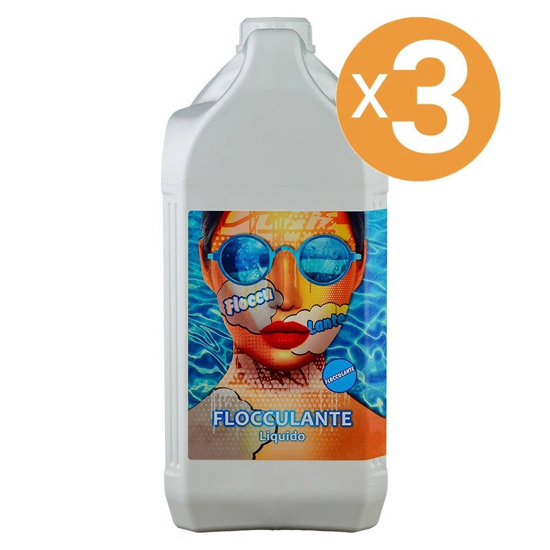 Flocculante Liquido Effetto Schiarente Per Piscina, 3 Confezioni Da 5 Kg