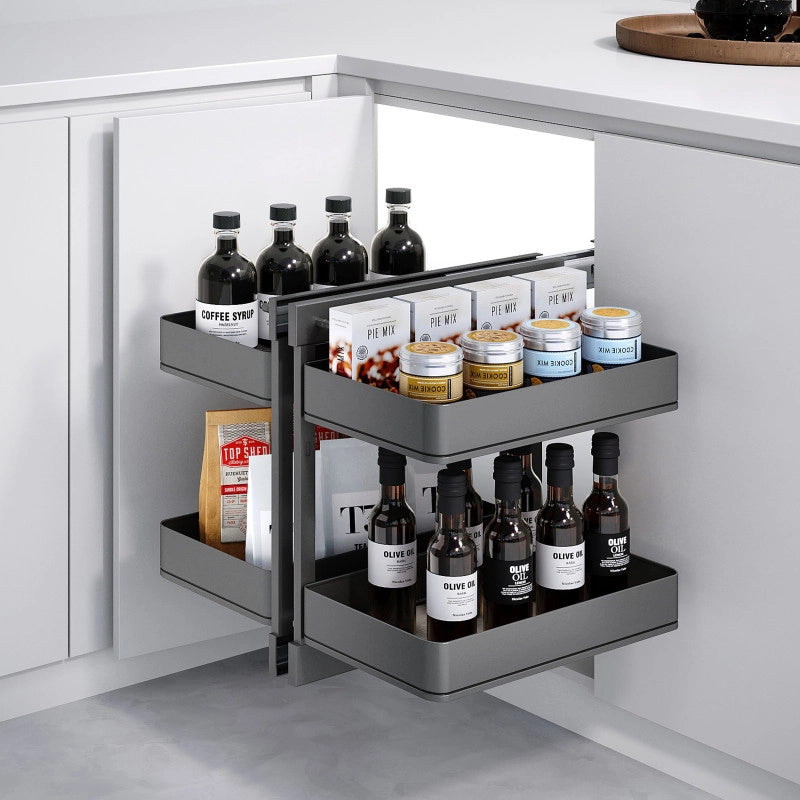 Carrello estraibile con cestelli e accessori Harmony con chiusura soft, Modulo larghezza 400mm altezza 700mm, Acciaio
