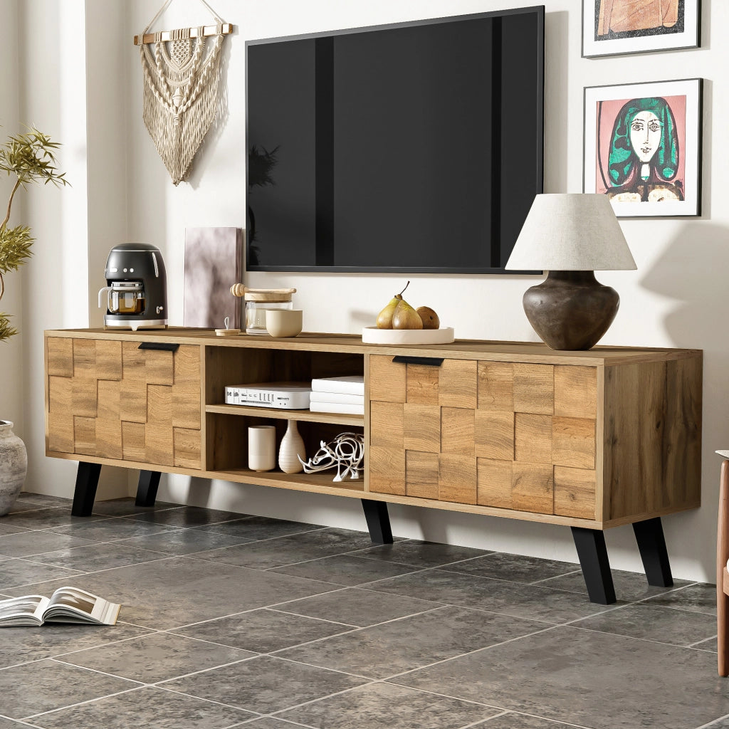 Mobile TV con 2 Ante e 2 Ripiani Aperti ¨C MINIMAL ¨C 160.5x35.5x45 cm
