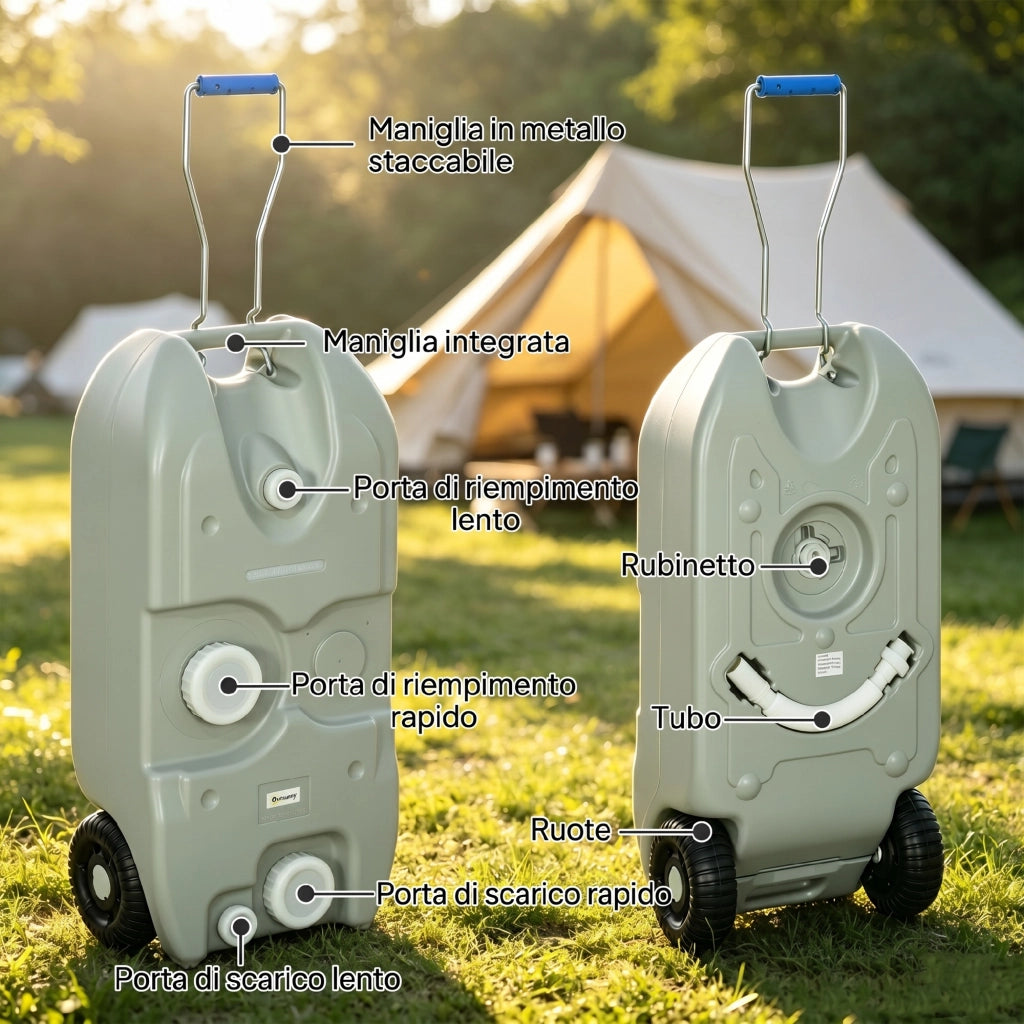 Serbatoio Acqua 40L con Ruote ¨C Minimal ¨C Grigio