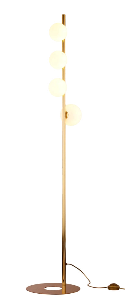 Lampada da terra TAIDA Jupiter ottone vetro bianco 4xG9