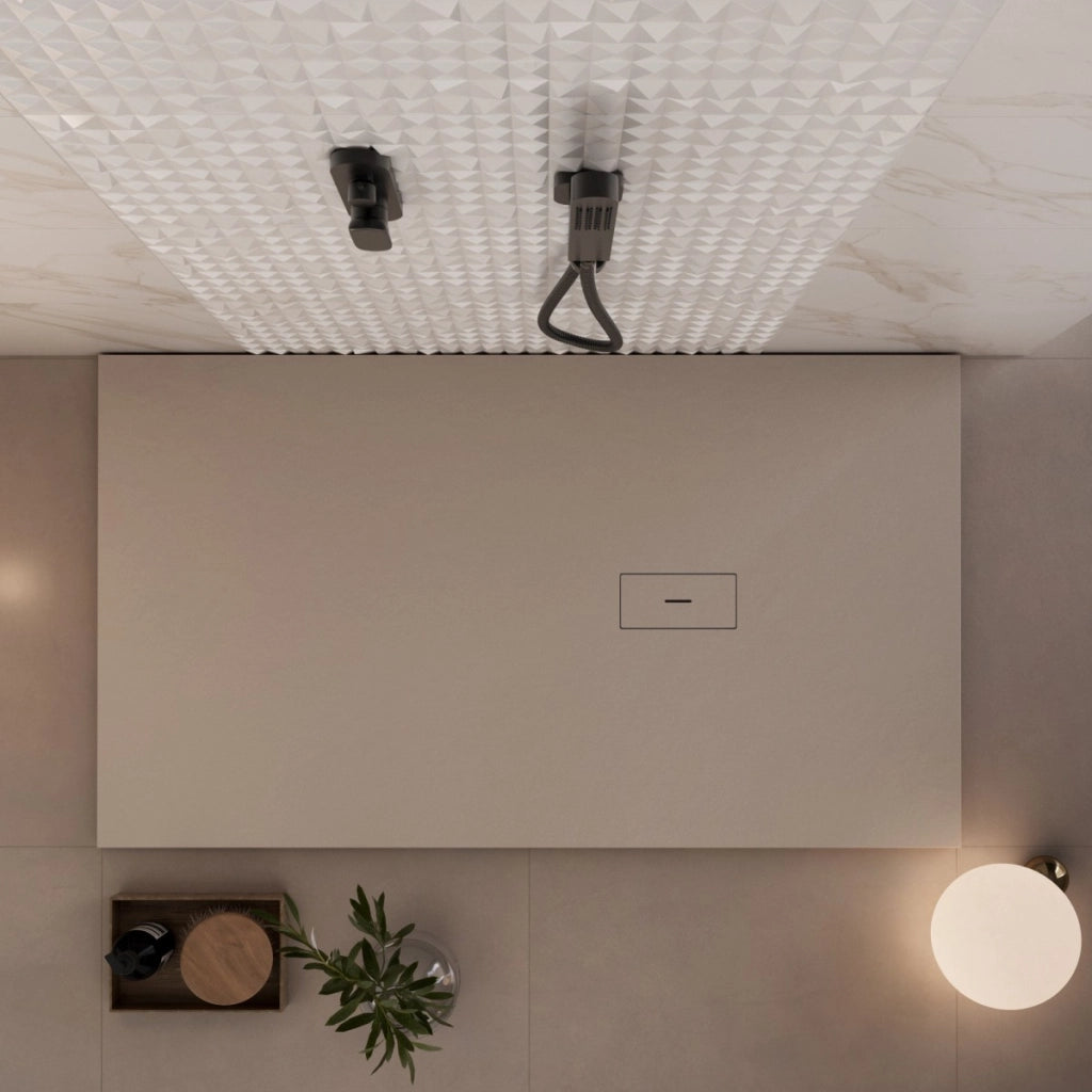 Piatto doccia in marmoresina tortora effetto pietra cemento maka, misura 70x70
