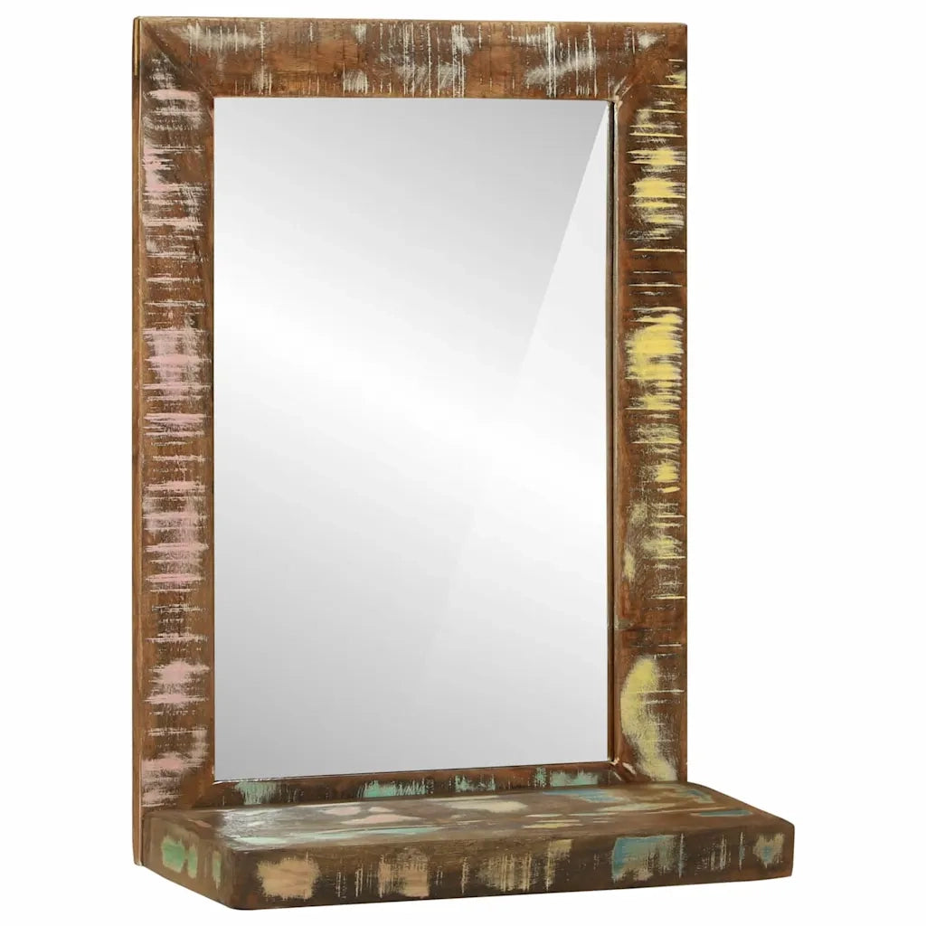 Specchio da Bagno | Specchio decorativo Marrone Legno Recuperato Massello