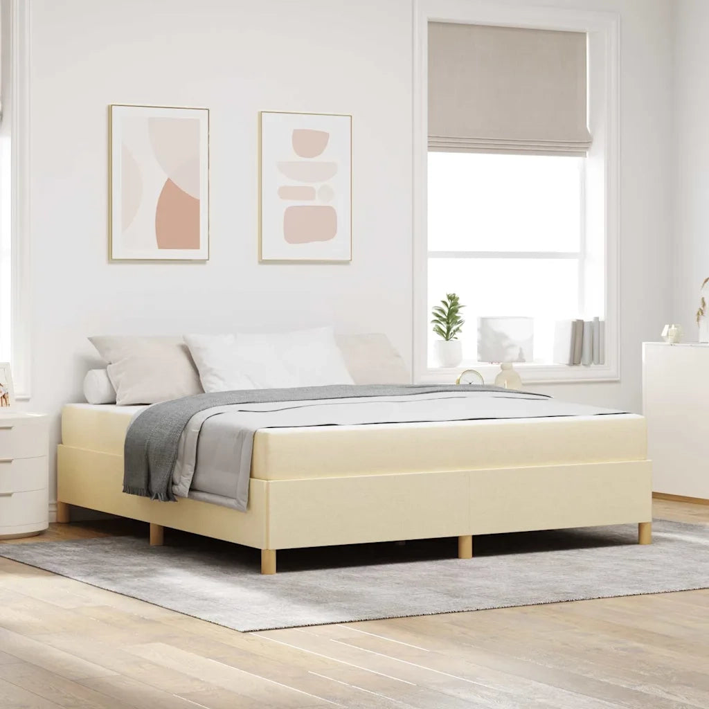 Struttura del letto con materasso Crema 180 x 200 cm Tessuto 3398960