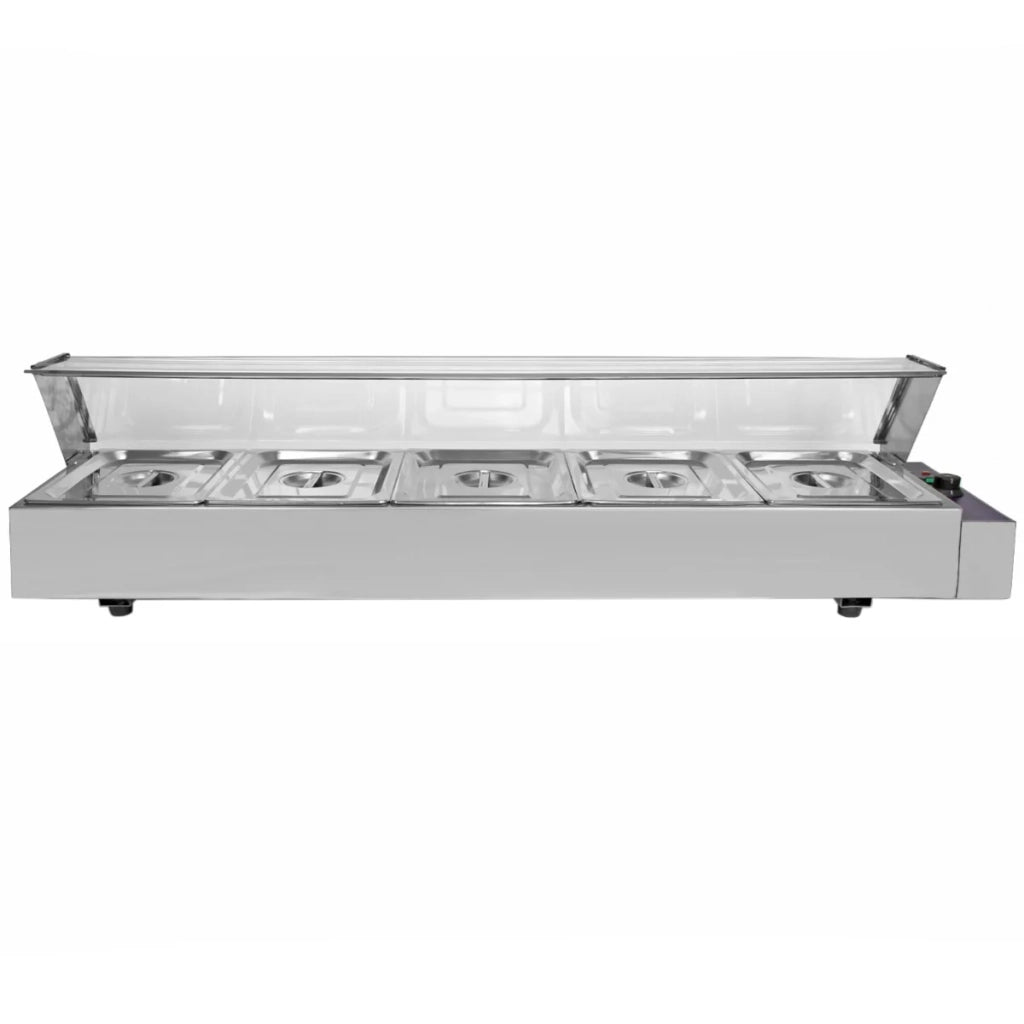 Espositore a Bagnomaria con 5 Vaschette per Ristoranti, Catering, Takeaway e Bar