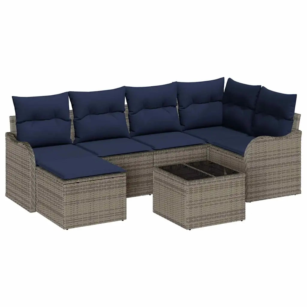 Set Divano da Giardino 7 pz Grigio polyrattan 3345785