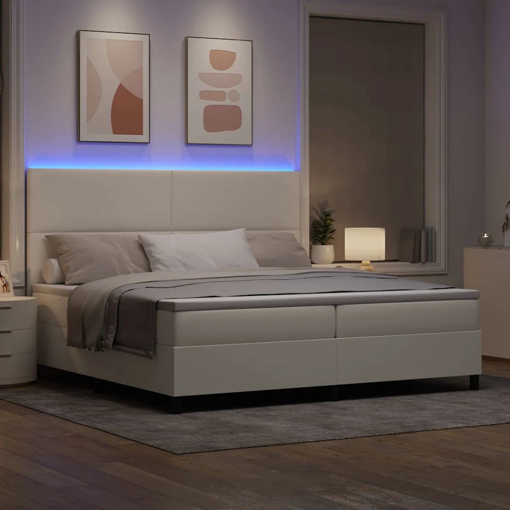Letto a Sorgente LED con testiera Crema e Bianco 200 x 200 cm 3337661
