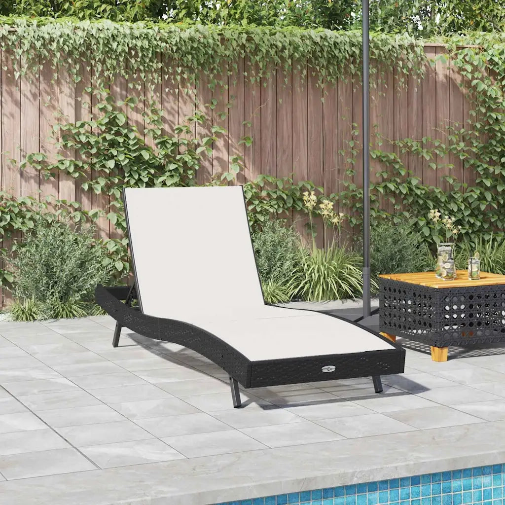 Lettino da sole Nero e Bianco 197 x 70 x 82 cm polyrattan 42009978