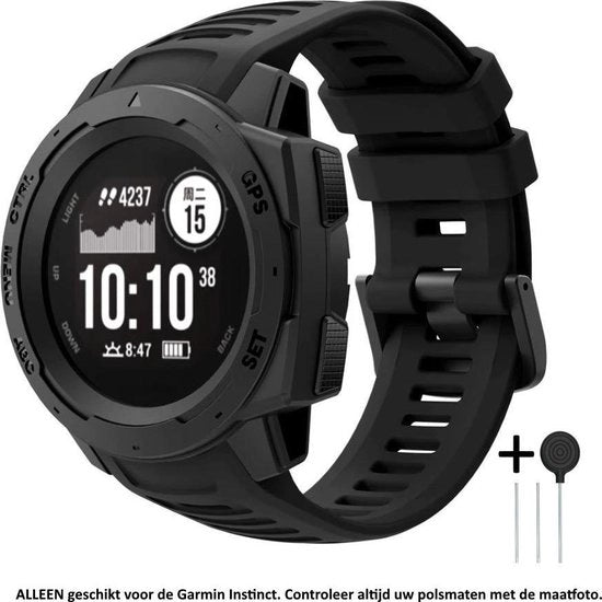 Cinturino sportivo in silicone nero adatto per Garmin Instinct