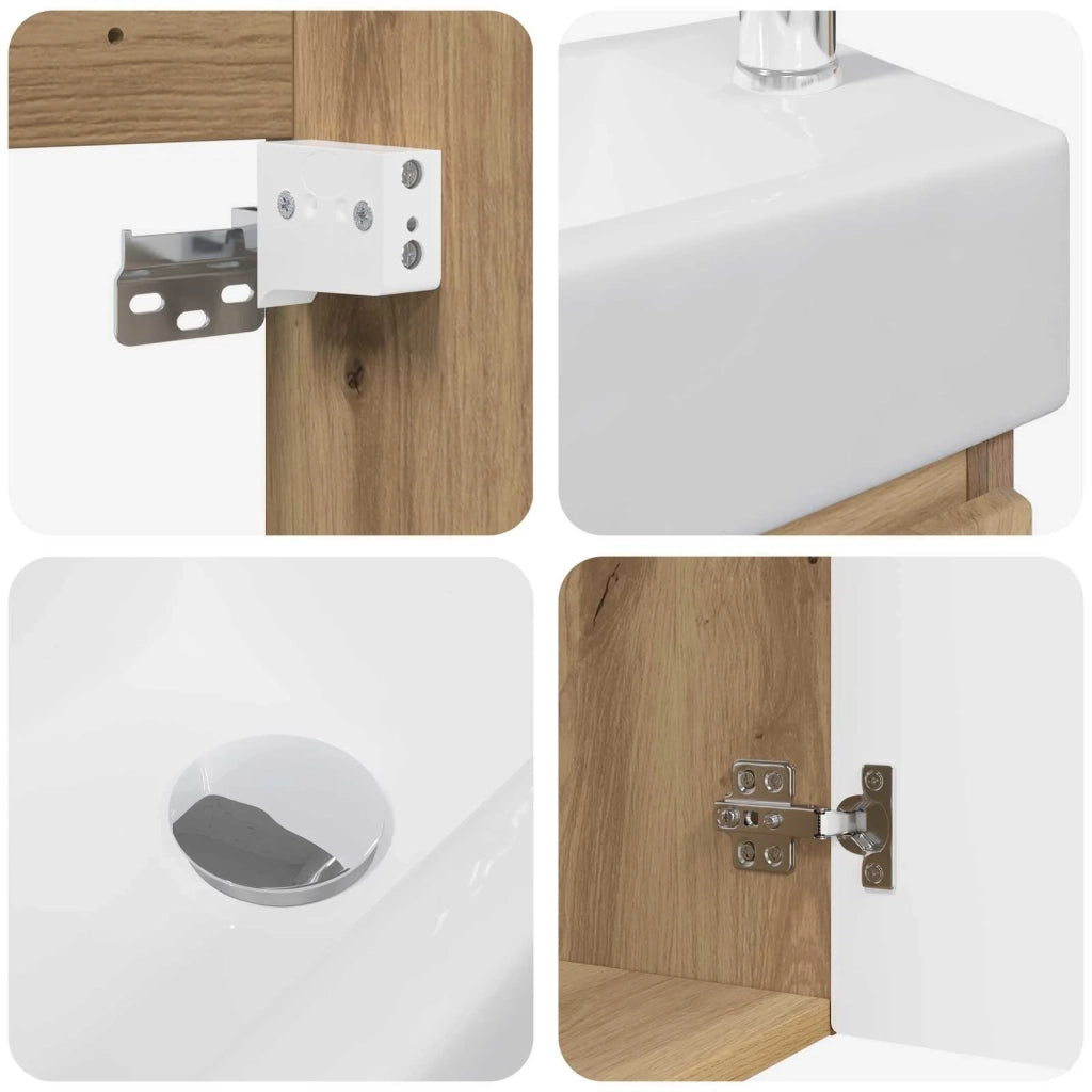 Mobile Bagno | Armadio da bagno con rubinetto Rovere Artigianale