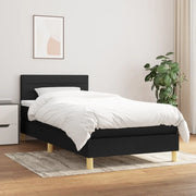 Giroletto a Molle con Materasso-Struttura Letto Nero 80x200 cm inTessuto 106194
