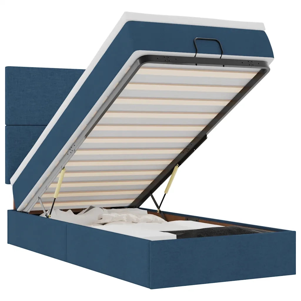 Pouf Letto con Materasso e LED Blu 100x200 cm in Tessuto 3313905