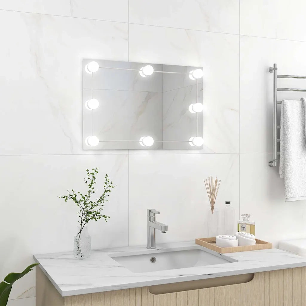 Specchio da parete Rettangolare-Specchio a Muro-Specchio Decorativo con Luci LED in Vetro