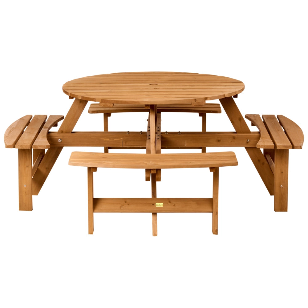 Tavolo da pranzo da giardino in stile rustico con struttura in acciaio e piano in legno di acacia marrone chiaro