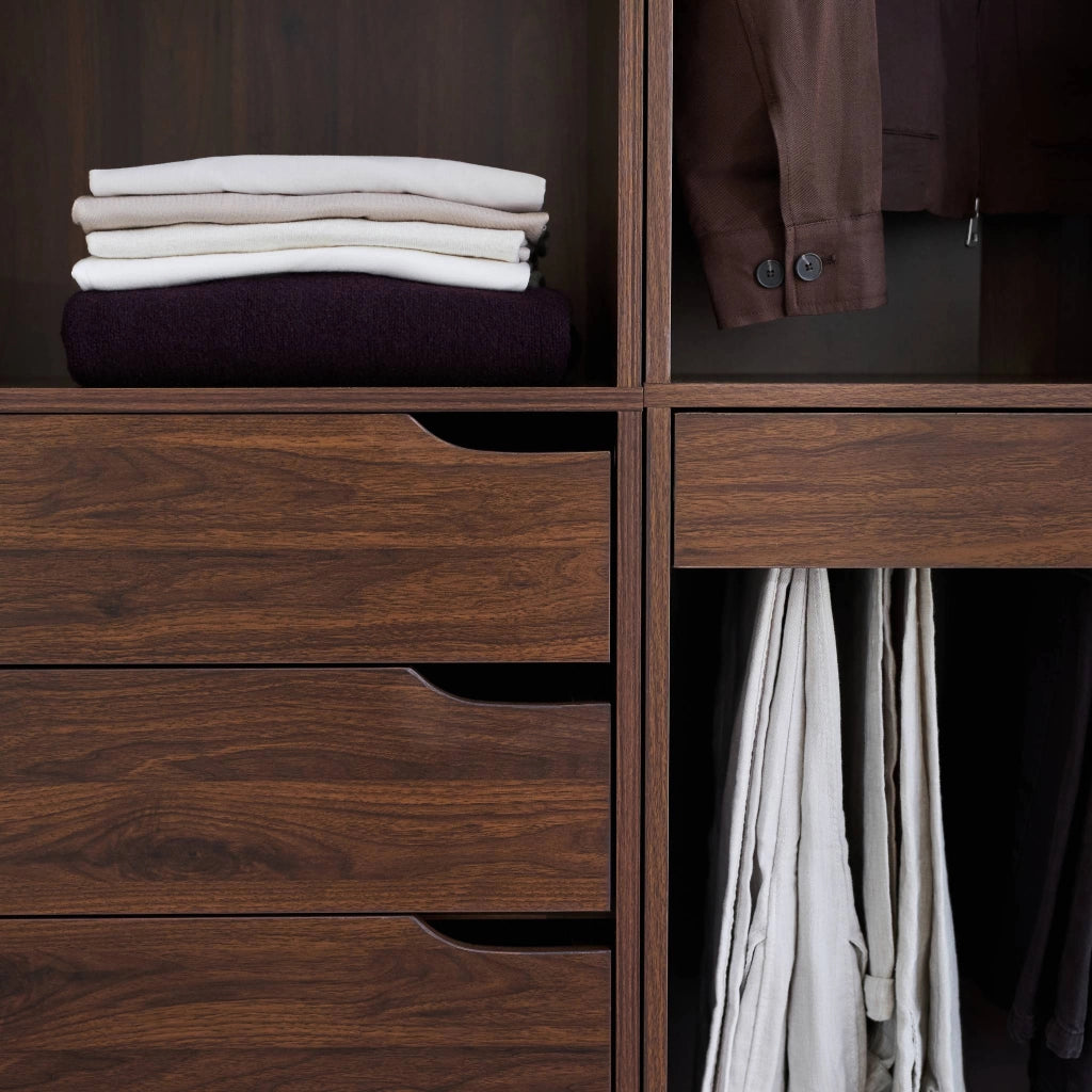 Kit armadio modulare decorazione legno 4 elementi, noce