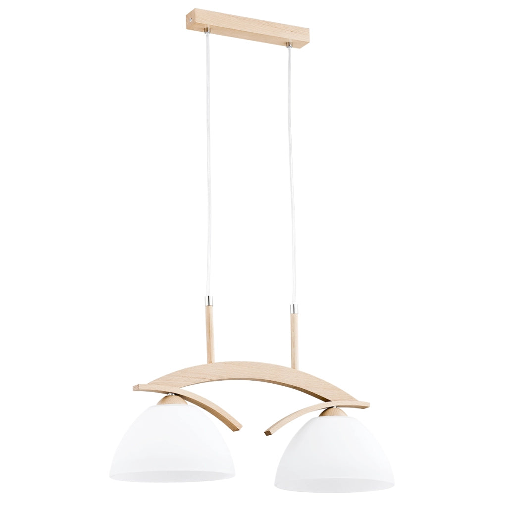Lampada a sospensione scandi legno bianco 2xE27 Alfa