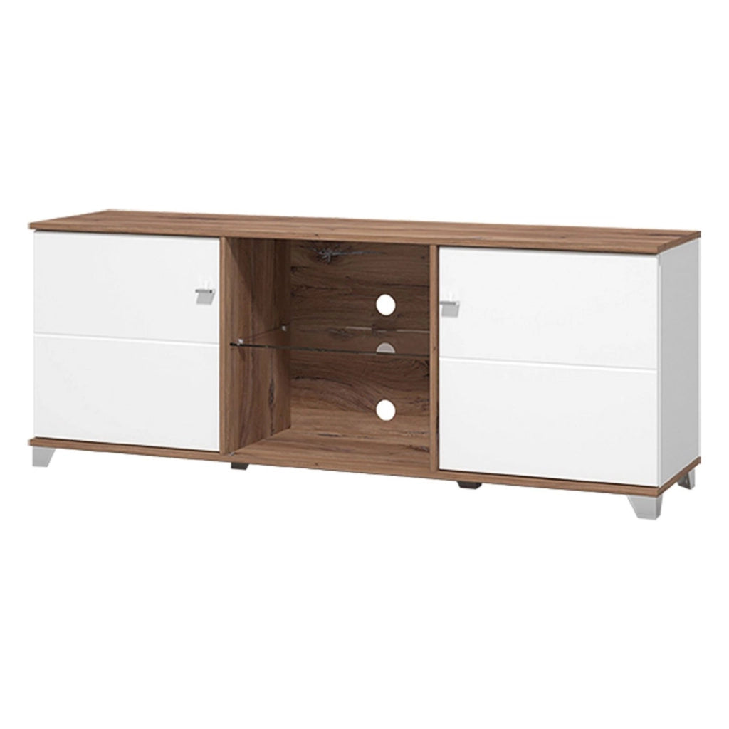 Cedegolo, Mobile Porta tv 4 Ripiani, 157x40x59.5h cm Bianco