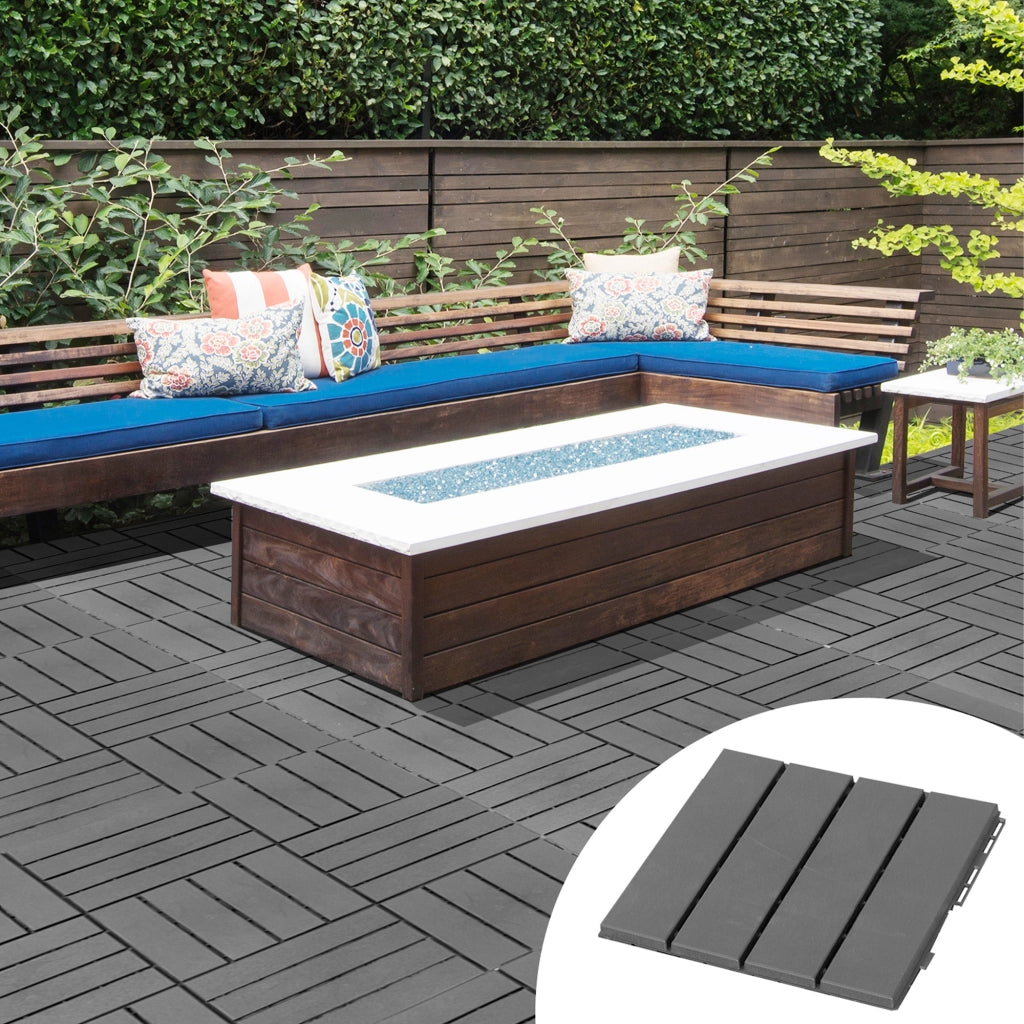 Set di 9 Piastrelle Quadrate 30x30 cm per Giardino ¨C Minimal ¨C Grigio