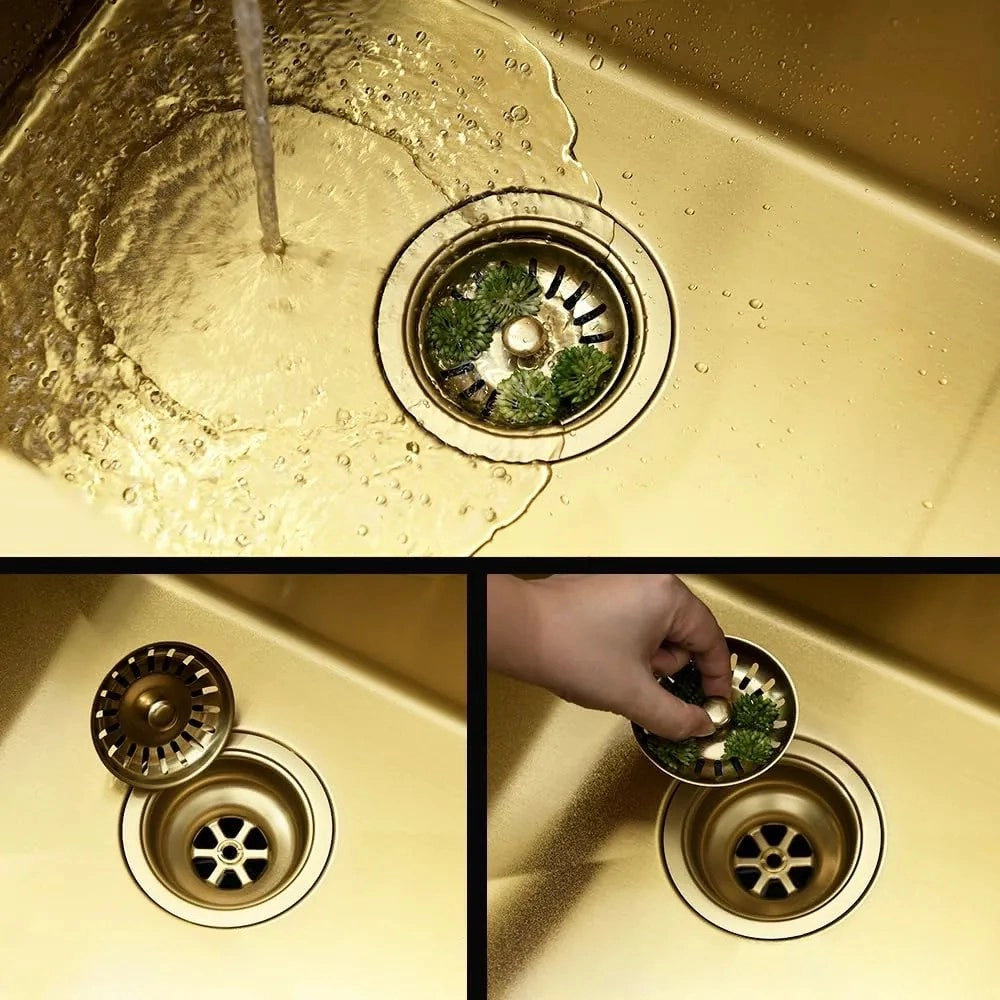 Lavello In Acciaio Liam Brush Gold con rubinetto da cucina