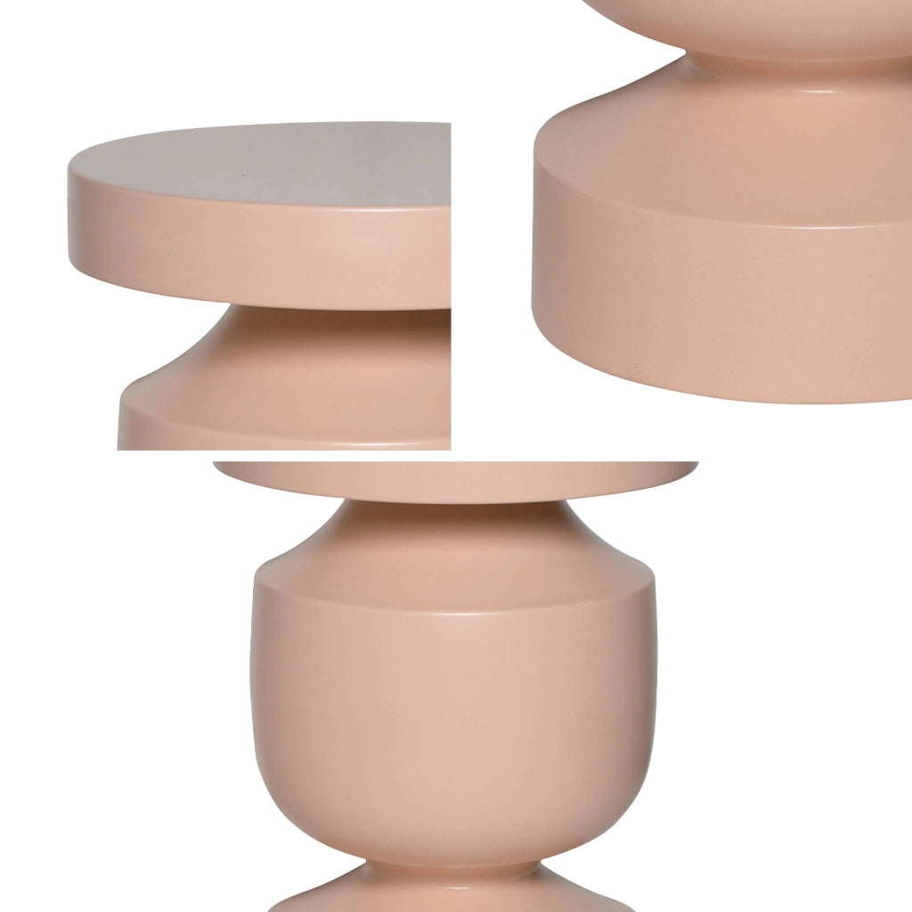 Tavolino, fine divano, comodino in metallo, rosa