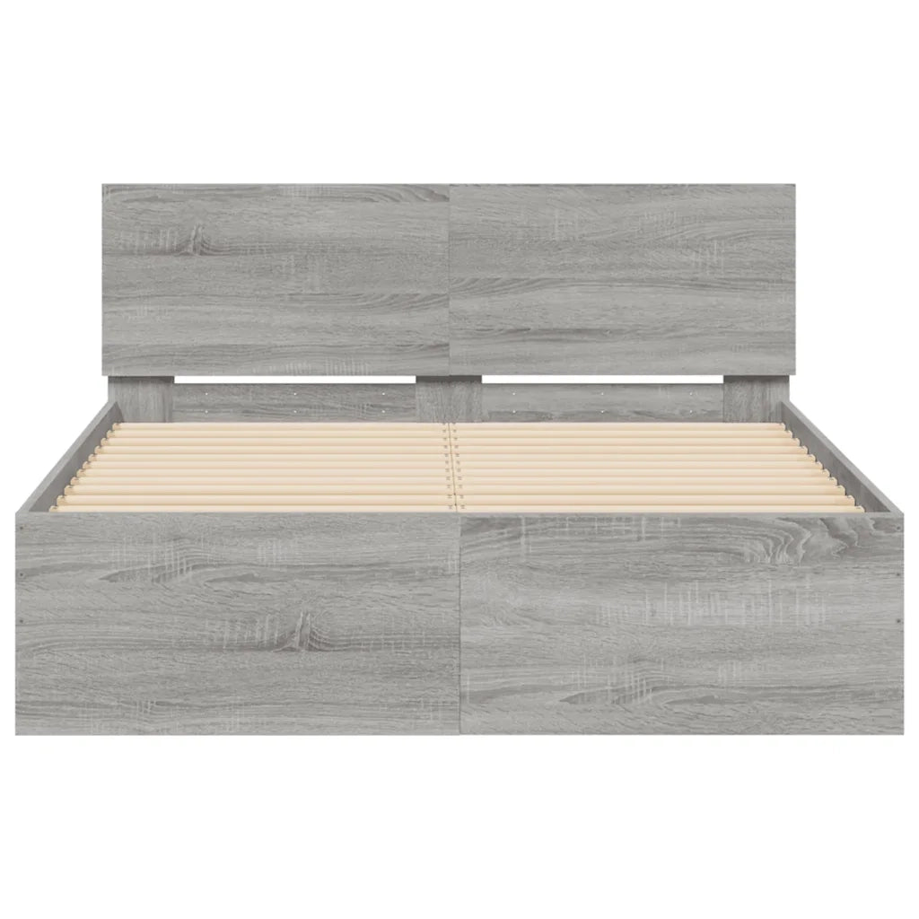 Giroletto con Testiera e LED Grigio Sonoma 120x200 cm 3207621