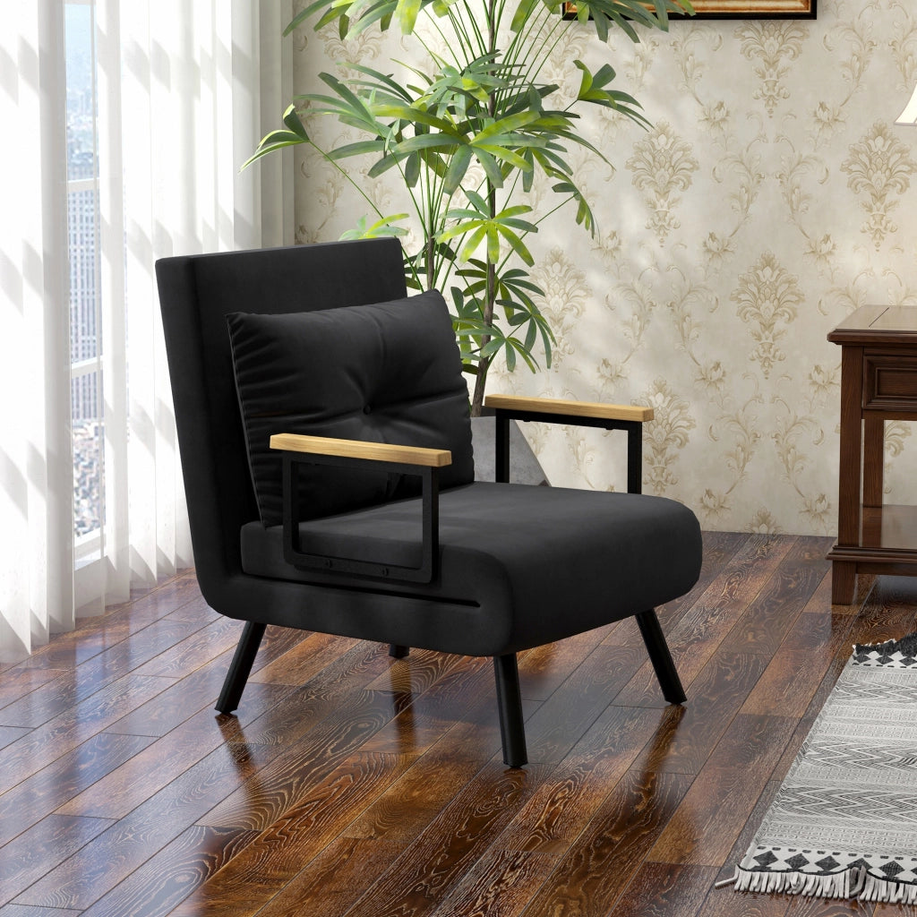 Poltrona Letto Reclinabile con Cuscino ¨C Minimal ¨C Nero 63x73x81 cm