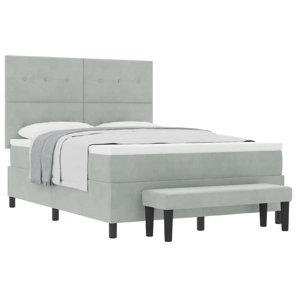Letto a molle con materasso Grigio chiaro 140 x 200 cm Velluto
