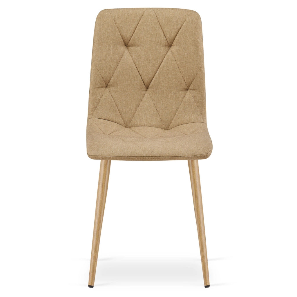 Sedia Libra in tessuto marrone e gambe effetto legno
