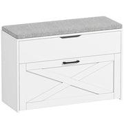 Panca Scarpiera 80x30x55 cm per 8 Paia di Scarpe con Cassetto Ribaltabile e Contenitore Bianco