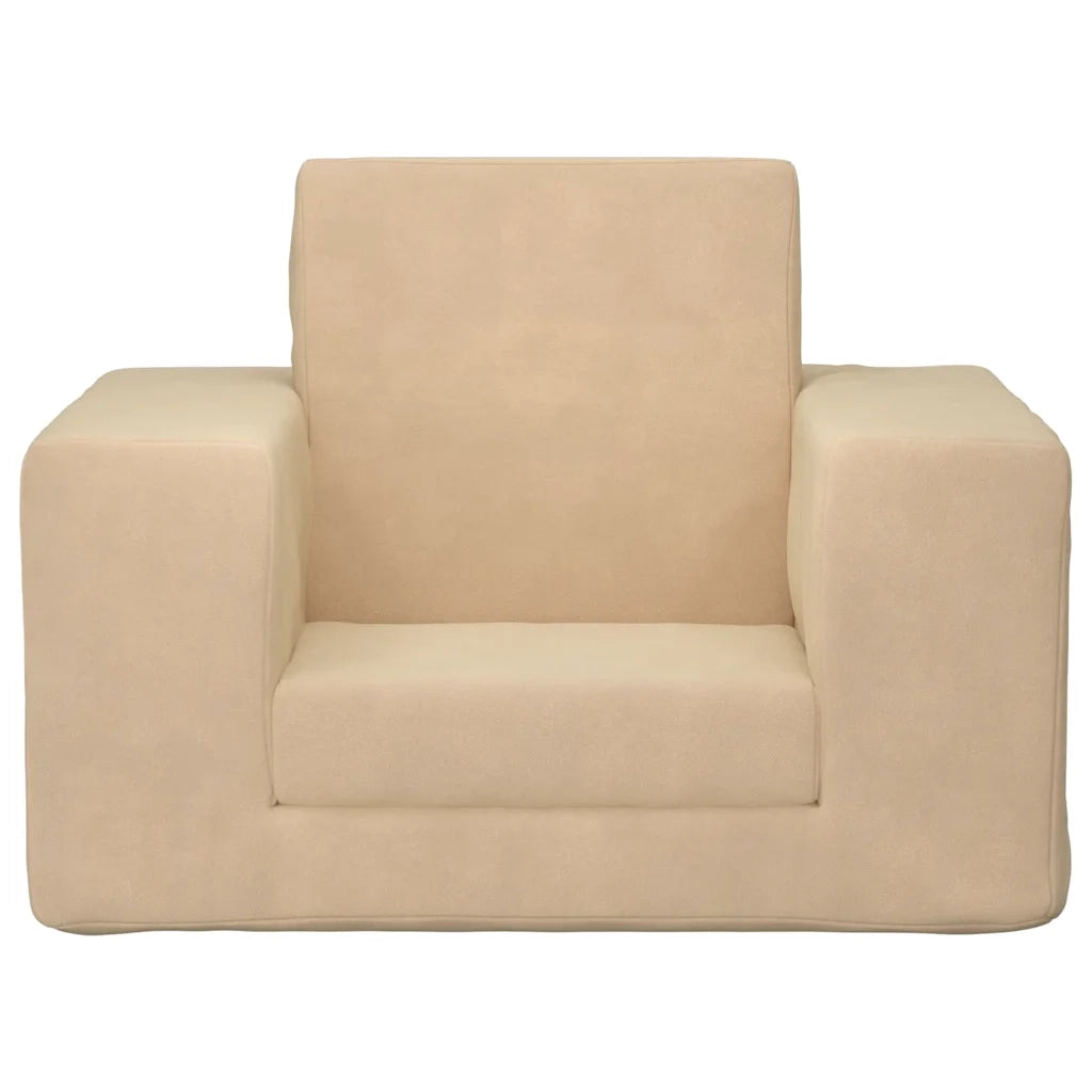Divano Letto per Bambini Crema in Morbido Peluche 4104787