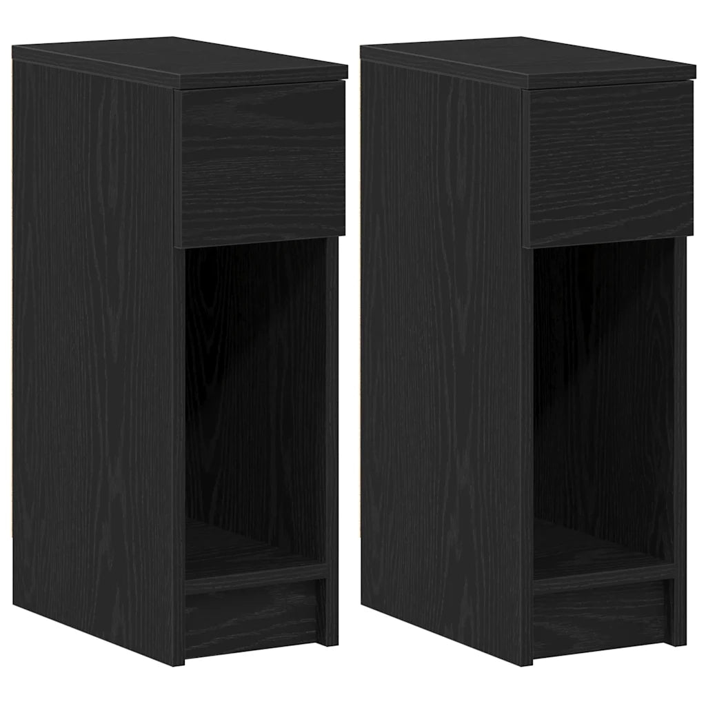 Comodini con Cassetto 2 pz Rovere Nero 20x36x60 cm