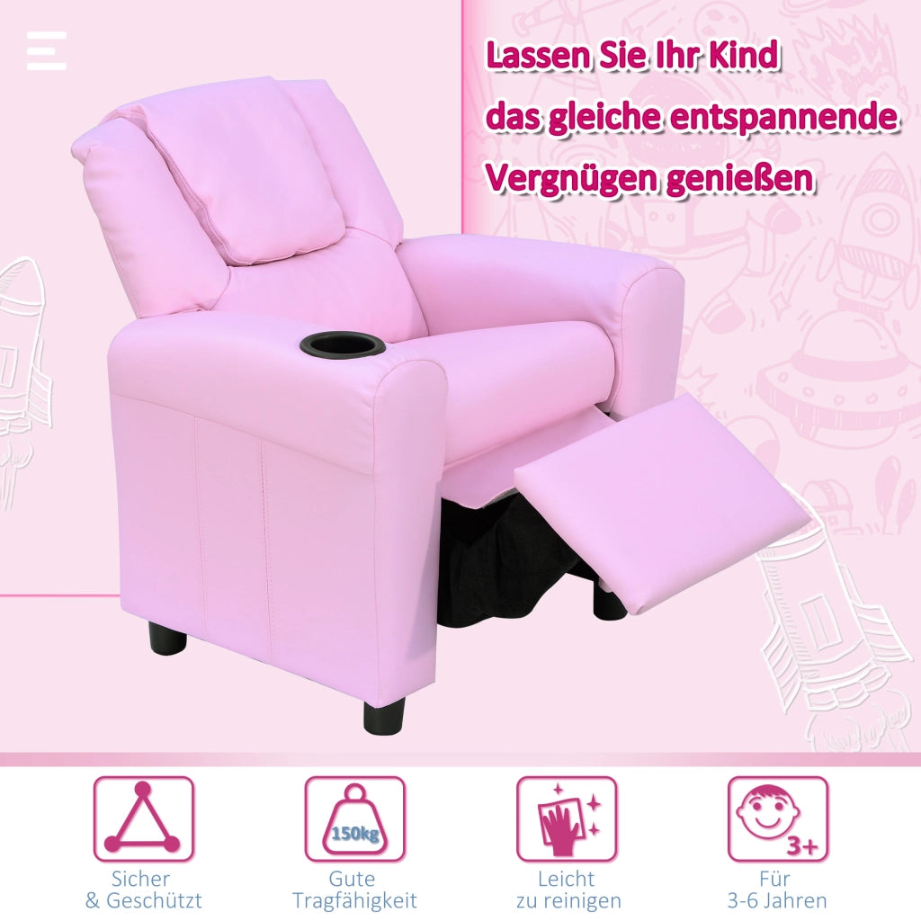 Divano per bambini con braccioli e poggiapiedi ¨C Minimal ¨C rosa