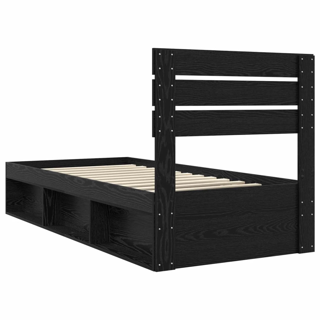 Letto singolo | Letto per adulti | Struttura del letto Nero 100 x 200 cm Pino massello