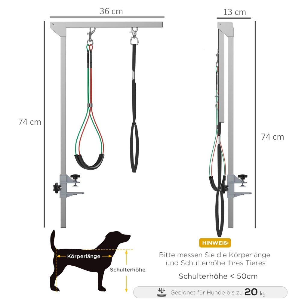 Tavolo da toelettatura per animali domestici ¨C Xylo ¨C Regolabile in altezza, 36x24x74 cm, Argento