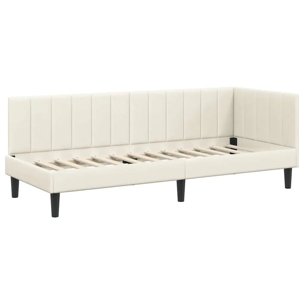 Cornice del letto ad angolo Crema 80 cm x 200 cm Velluto 42016335