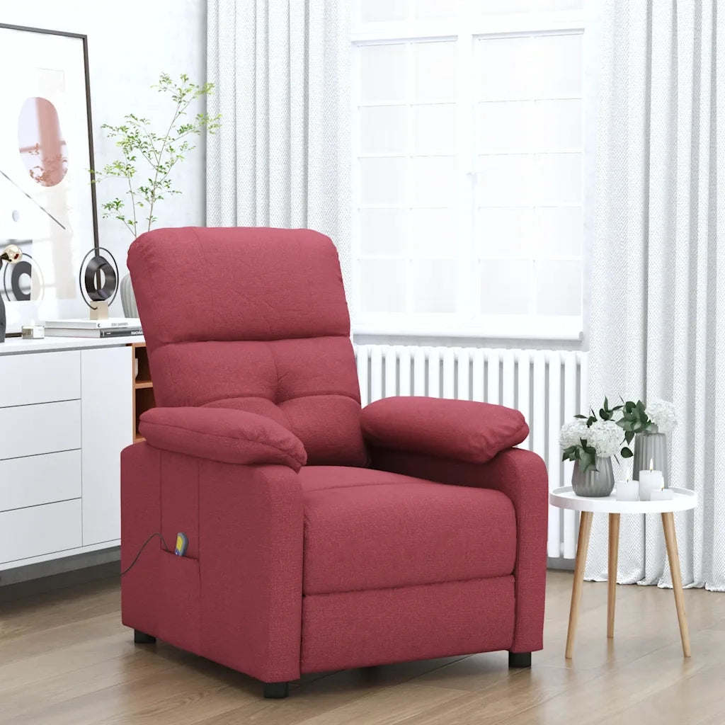 Poltrona Massaggiante Elettrica Rosso Vino in Tessuto 289675