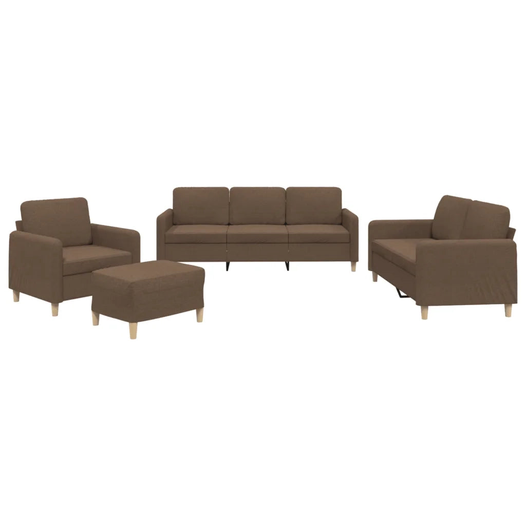 Set di Divani 4 pz con Cuscini Marrone in Tessuto 3202065