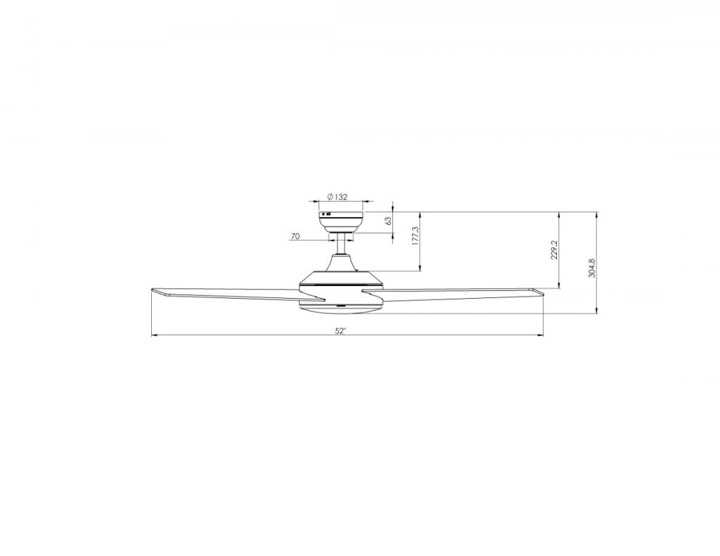 Vam Ventilatore da soffitto bianco 132 cm con regolatore da parete a 4 velocità