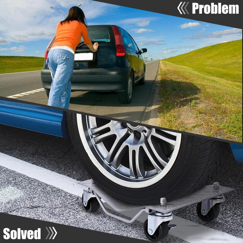 Carrelli di movimentazione auto 4 pezzi, capacità 680 KG/PCS, piattaforma 40,5 X30 CM, con ruote universali e comoda maniglia, aiuto per la manovra automobilistica per garage, casa