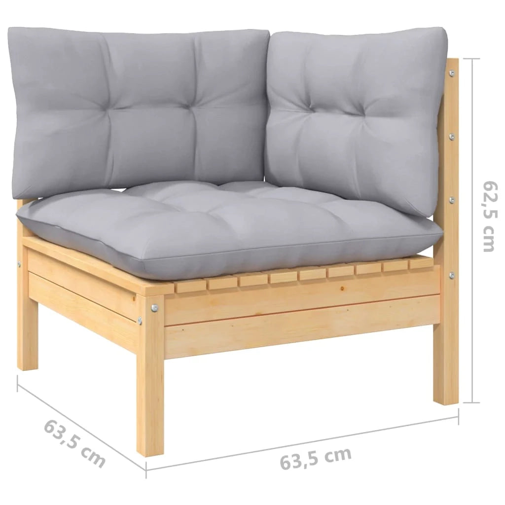 Set di mobili da giardino mobili da esterno 11 pezzi con cuscini legno di pino grigio 02_0015329