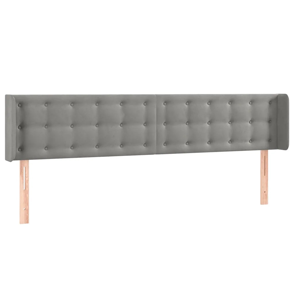 Testiera ad Orecchio-Testata con Orecchie Grigio Chiaro 163x16x78/88 cm in Velluto 280478