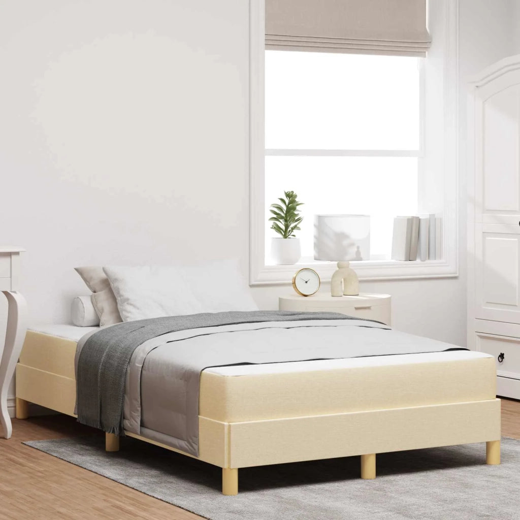 Letto a molle con materasso Crema 120 x 190 cm Tessuto 3398554