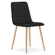 Sedia Kara in velluto nero con gambe effetto legno