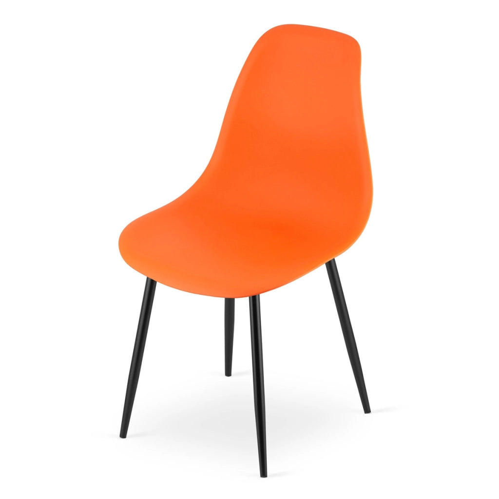 Set di 2 sedie moderne WAT arancioni con gambe nere