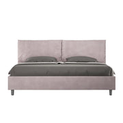 BS COM Letto matrimoniale king size con rete imbottito 190x190 microfibra glicine Large
